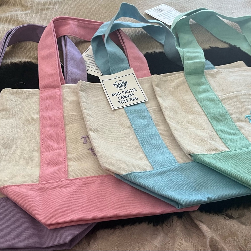Pastel Canvas Tote Bag Set